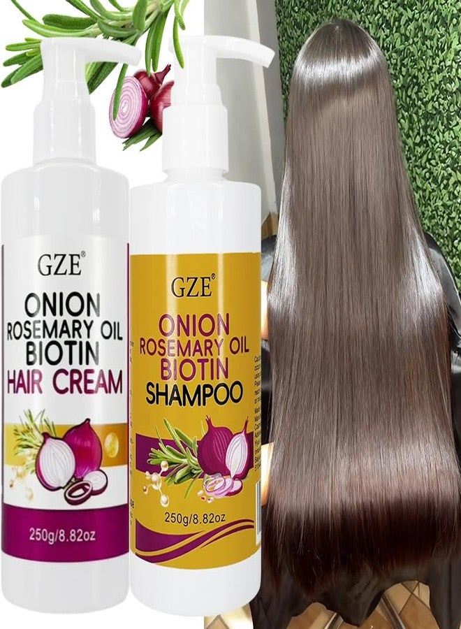 GZE Onion Rosemary Biotin Shampoo & Hair Cream Set (2 Pack) - for Hair Growth, Hair Loss Control, Damaged Hair Repair - with Onion Oil, Rosemary Oil & Biotin - 250g x 2 - Image 2